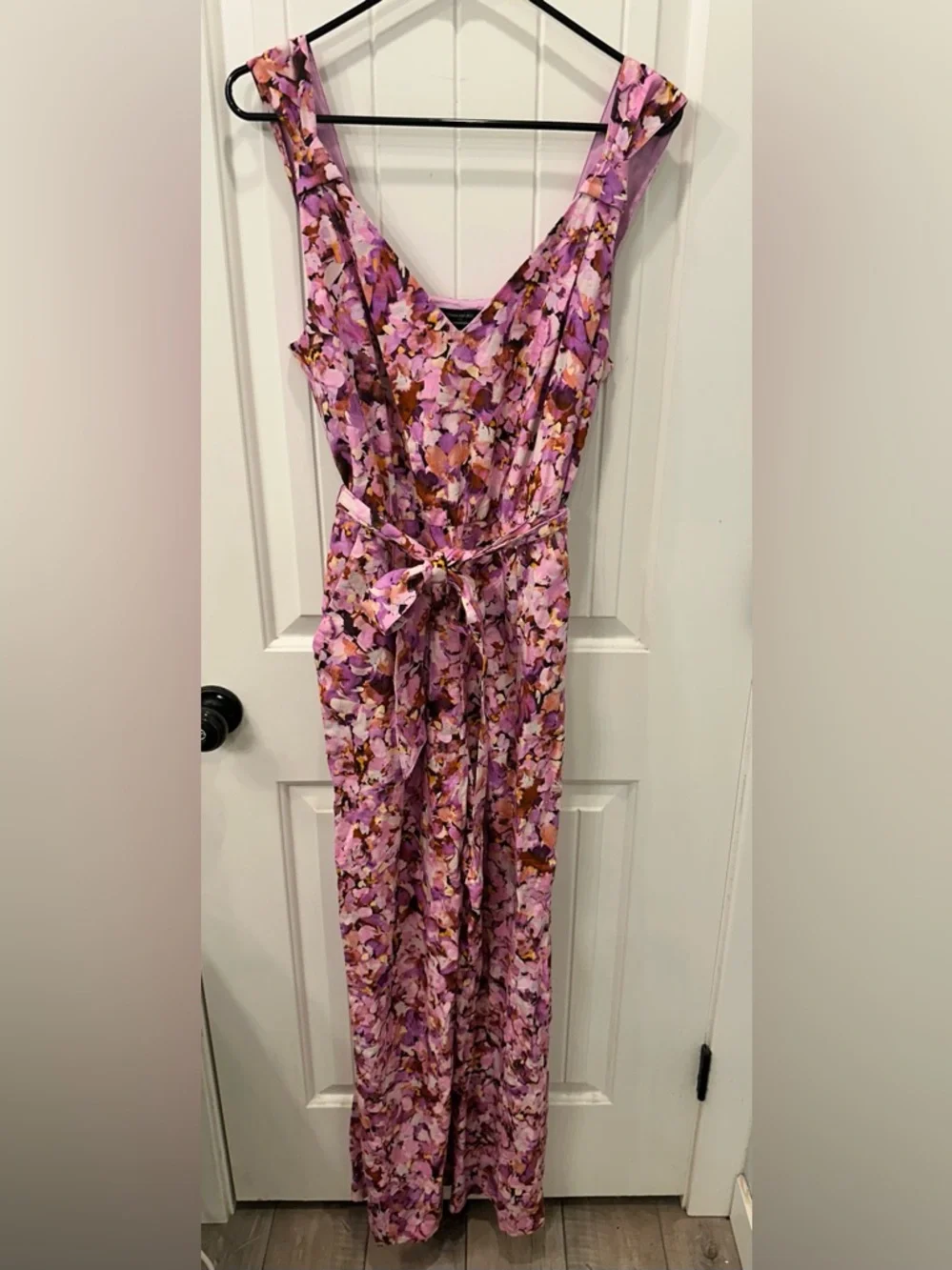 NWT Banana Republic Factory Linen Blend Origami Knot Jumpsuit Pink Floral S